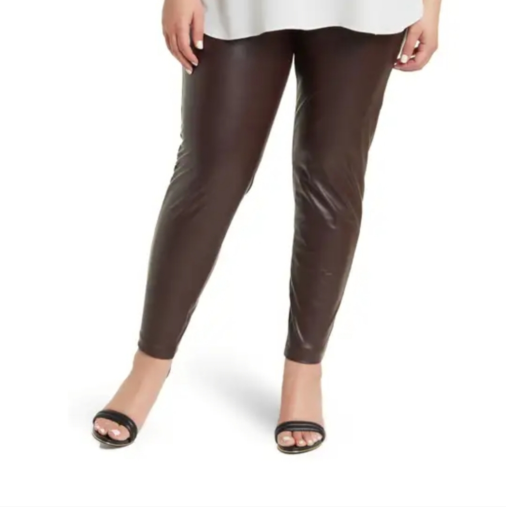 Chocolate brown leather leggings (plus)